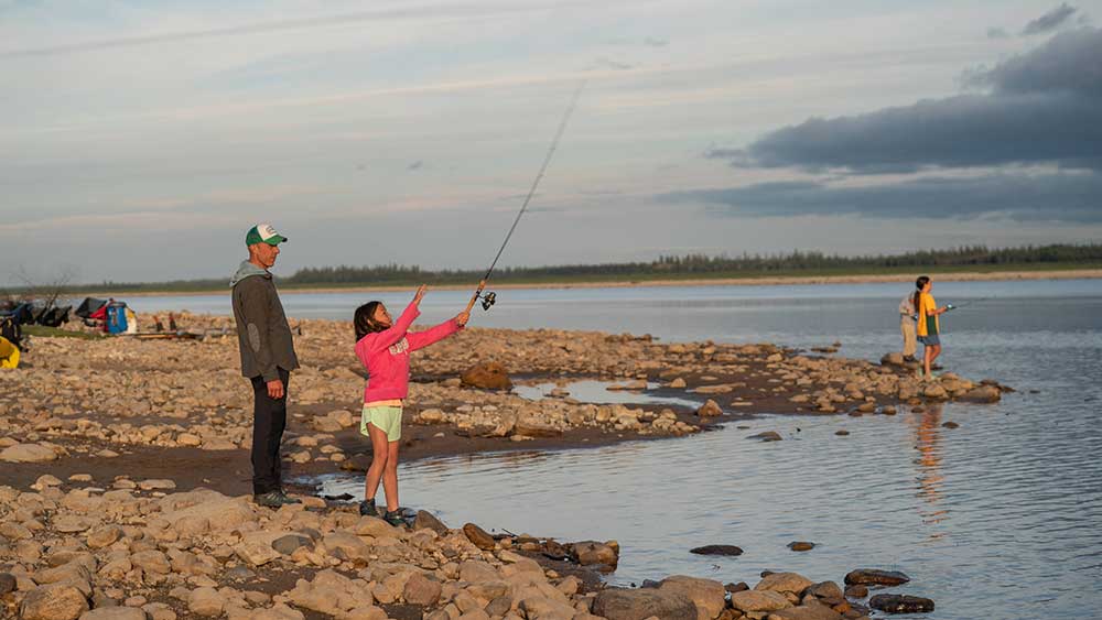 children learning to fish