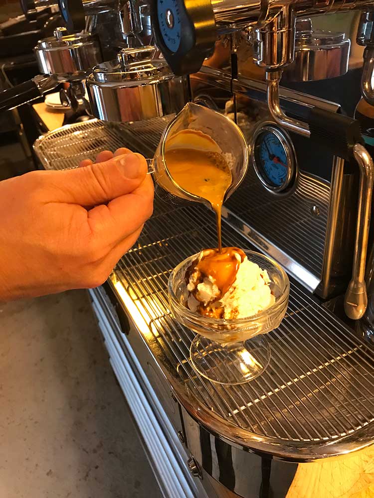 Affogato dessert off the espresso machine.