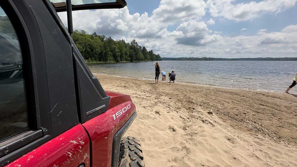 side by side beach with family