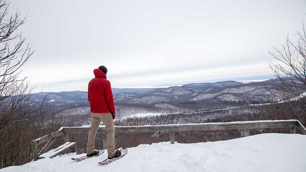 snowshoe top of King Mountain Algoma Highlands Conservancy