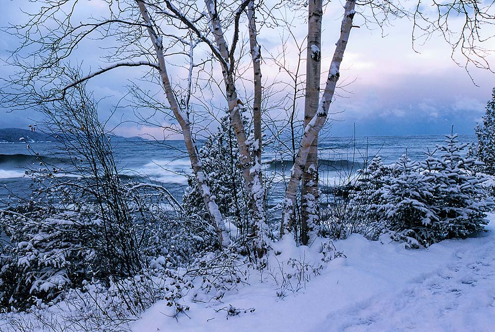 snow on lake superior