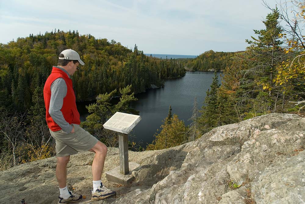 interpretive sign on a hike