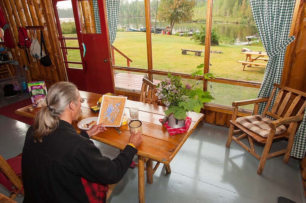 fishing map from inside a cabin