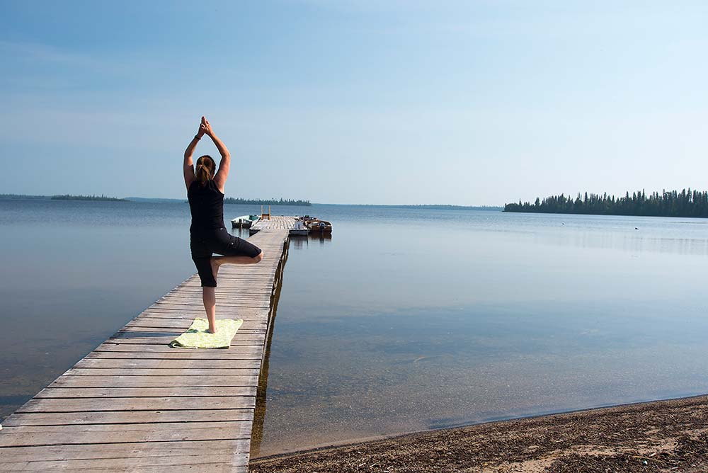 yoga on a dock