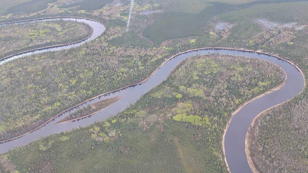 aerial view of a remote river system
