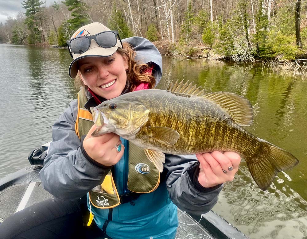 smallmouth bass fishing female angler