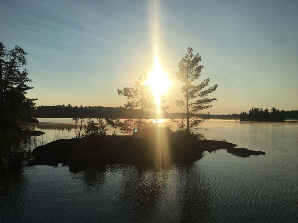 sun over a lake