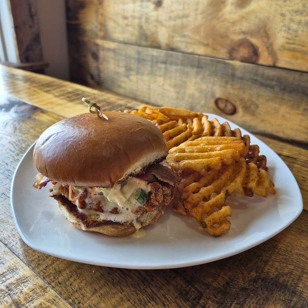 burger and waffle fries