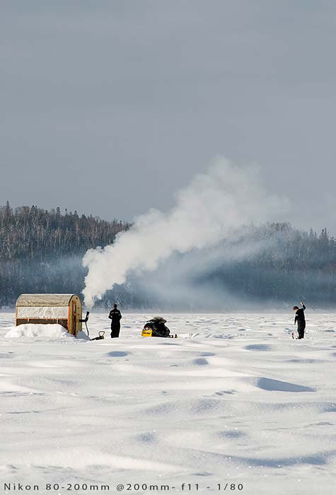 ice fishing snowmobile