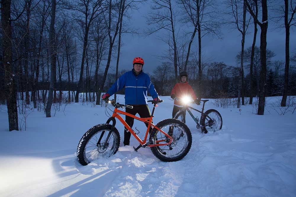 evening winter fat biking
