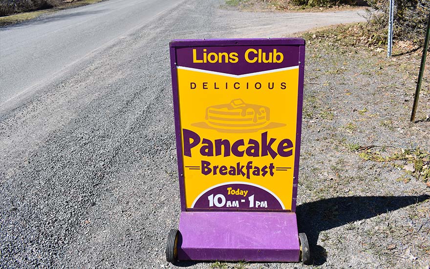 lions club breakfast sign