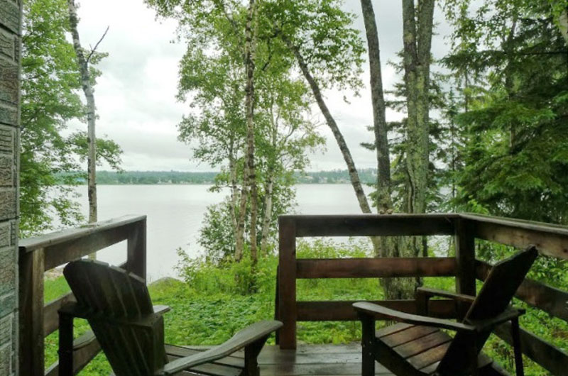lakeside view from cottage porch